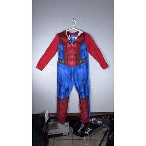 Marvel Spider-Man Far From Home Hooded Pajamas‎ Boys 10/12 Red Blue Union Suit